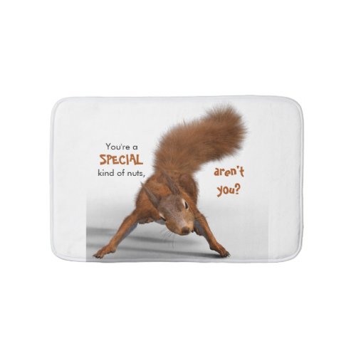 Funny Photo of Red Squirrel  Special Kind of Nuts Bathroom Mat