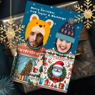 Funny Photo Personalized Christmas Jumper Holiday Card