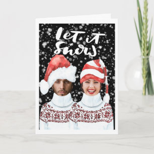 Funny Photo Personalized Christmas Let It Snow Card