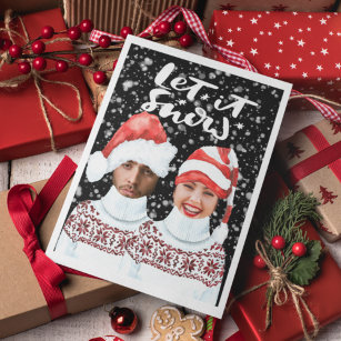 Funny Photo Personalized Christmas Let It Snow Holiday Card