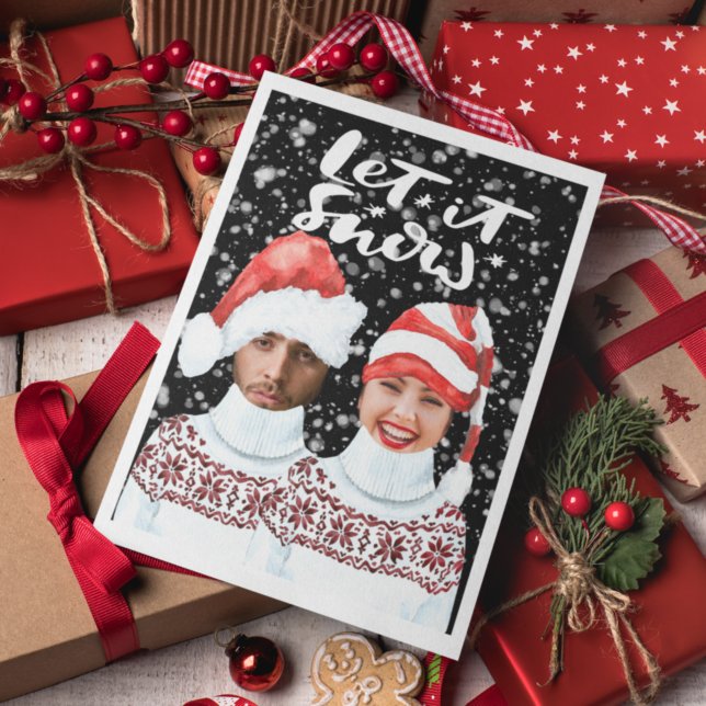 Funny Photo Personalized Christmas Let It Snow Holiday Card (Funny Photo Personalized Christmas Let It Snow Holiday Cards by Ricaso. Add your own faces)