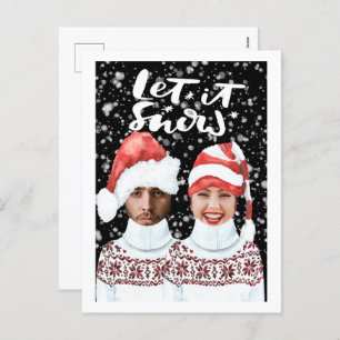 Funny Photo Personalized Christmas Let It Snow Holiday Postcard