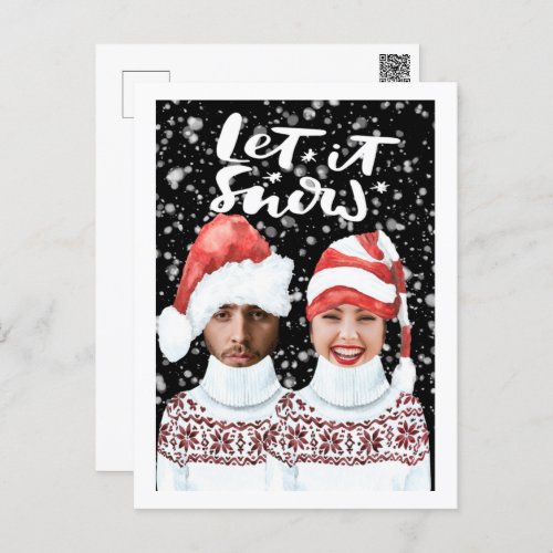 Funny Photo Personalized Christmas Let It Snow Holiday Postcard