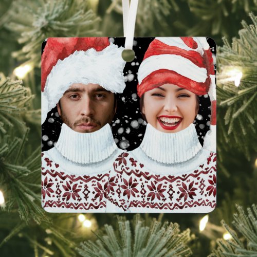 Funny Photo Personalized Christmas Metal Ornament
