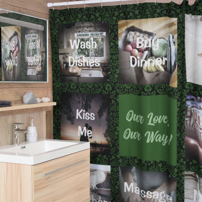 Funny Photo Personalized Gifts for Husband Green Shower Curtain (Funny Photo Personalized Gifts for Husband)