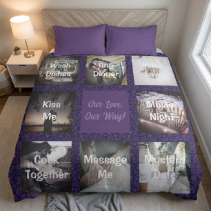 Funny Photo Personalized Gifts for Husband Violet Duvet Cover