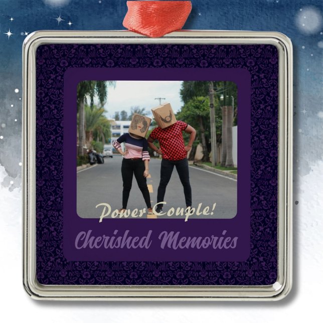 Funny Photo Personalized Gifts for Husband Violet Metal Ornament (Funny Photo Personalized Gifts for Husband)