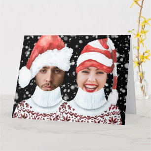 Funny Photo Santa and Elf Personalized Christmas Card