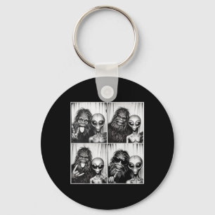 Funny Photobooth Photo Sasquatch Ufo Bigfoot And A Keychain