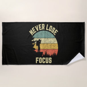 Funny Photographer Camera Never Lose Focus Beach Towel