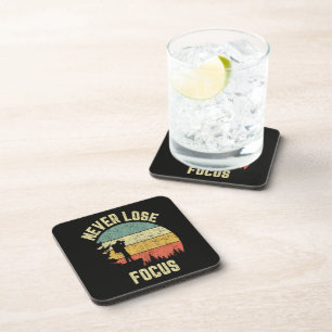 Funny Photographer Camera Never Lose Focus Beverage Coaster