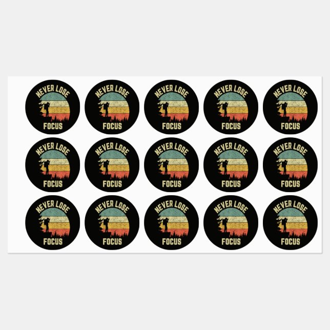 Funny Photographer Camera Never Lose Focus  Labels (Sheet)
