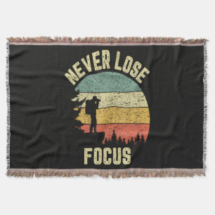 Funny Photographer Camera Never Lose Focus Throw Blanket