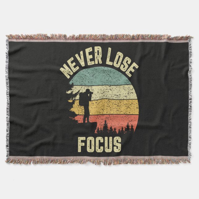 Funny Photographer Camera Never Lose Focus Throw Blanket (Front)