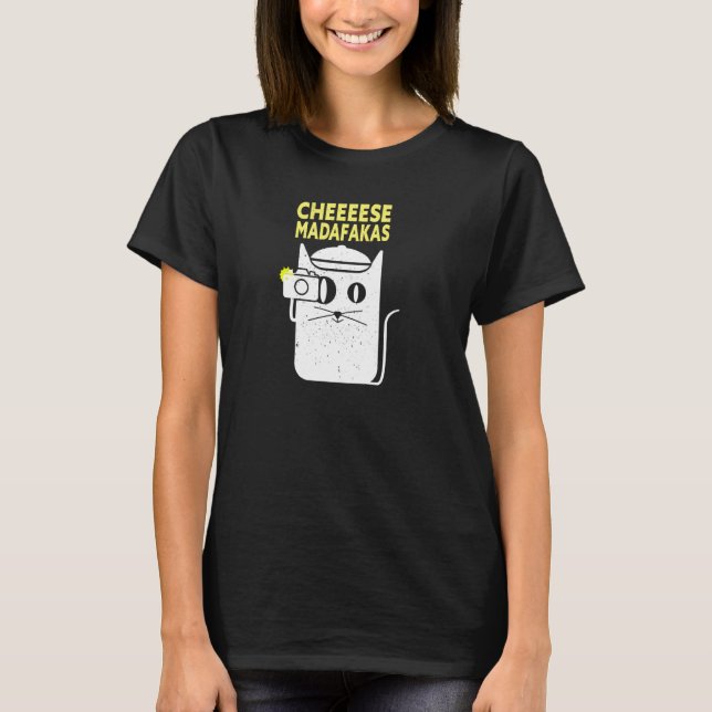 Funny Photographer Cat  Photography Camera Pullove T-Shirt (Front)
