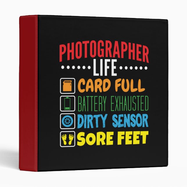 Funny Photographer Life Checklist 3 Ring Binder (Front/Spine)