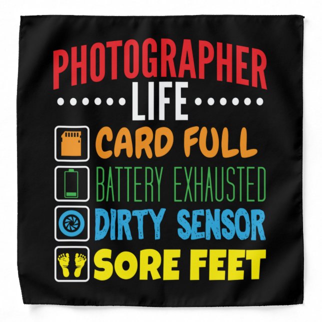 Funny Photographer Life Checklist Bandana (Front)
