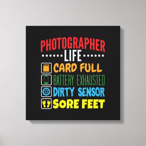 Funny Photographer Life Checklist Canvas Print
