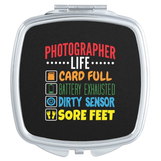 Funny Photographer Life Checklist Compact Mirror (Front)