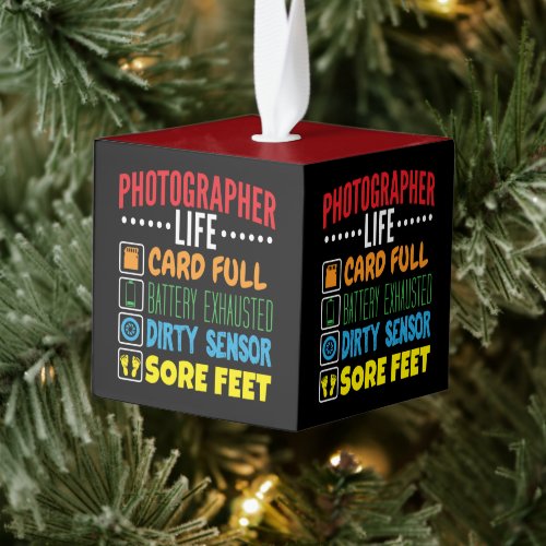 Funny Photographer Life Checklist Cube Ornament