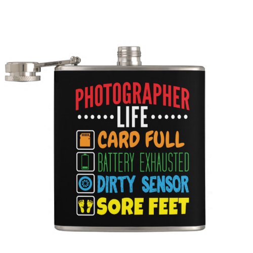 Funny Photographer Life Checklist Flask