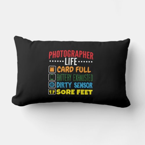 Funny Photographer Life Checklist Lumbar Pillow