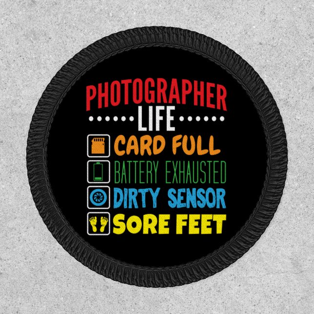 Funny Photographer Life Checklist Patch (Front)