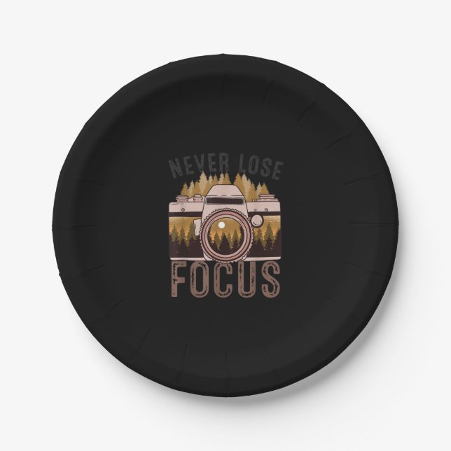 Funny Photographer Never Lose Focus Photograph Paper Plates (Front)