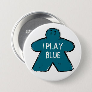 Funny Phrase Grunge Blue Meeple Board Gamer Button