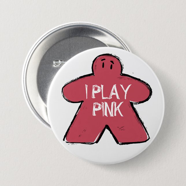 Funny Phrase Grunge Pink Meeple Board Gamer  Button (Front & Back)