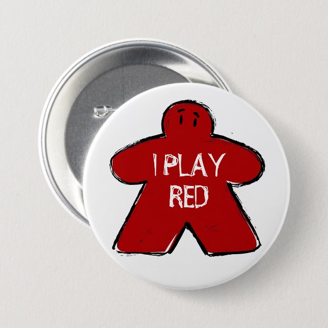 Funny Phrase Grunge Red Meeple Board Gamer  Button (Front & Back)