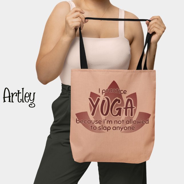 Funny Phrase Pink Lotus Flower Yoga  Tote Bag (Creator Uploaded)