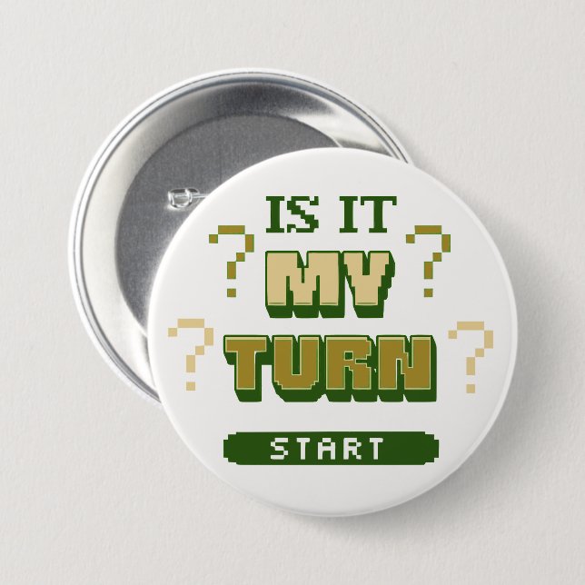 Funny Phrase Retro Pixel Green Board Gamer  Button (Front & Back)