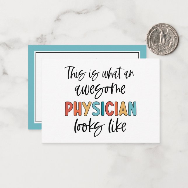 Funny Physician Awesome Physician Thank You Note Card (Front/Back In Situ)