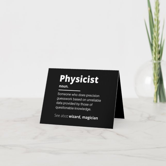 funny physicist definition wizard scientist physic letterpress thank you card (Front)
