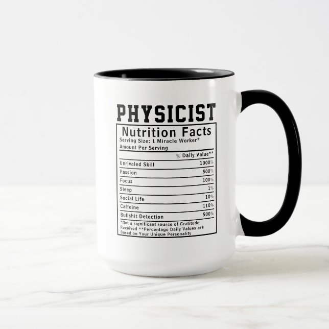 Funny Physicist Nutrition Facts Employee Staff  Mug (Right)