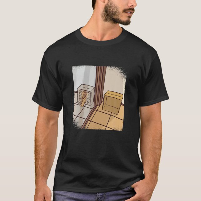 Funny Physics Schrodingers Cat Paradox Box Mirror T-Shirt (Front)
