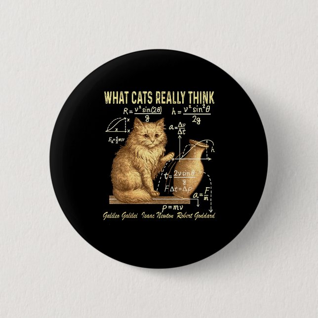 Funny Physics Science Humor What Cats Really Think Button (Front)