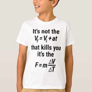 Funny Physics T Shirt With A Fall And Force Equati