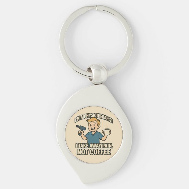 Funny Physiotherapist Coffee Lover Design Keychain (Front)
