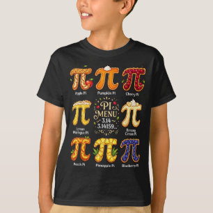 Funny Pi Day 3.14 Pi Menu Fruit Math Lover Teacher T-Shirt