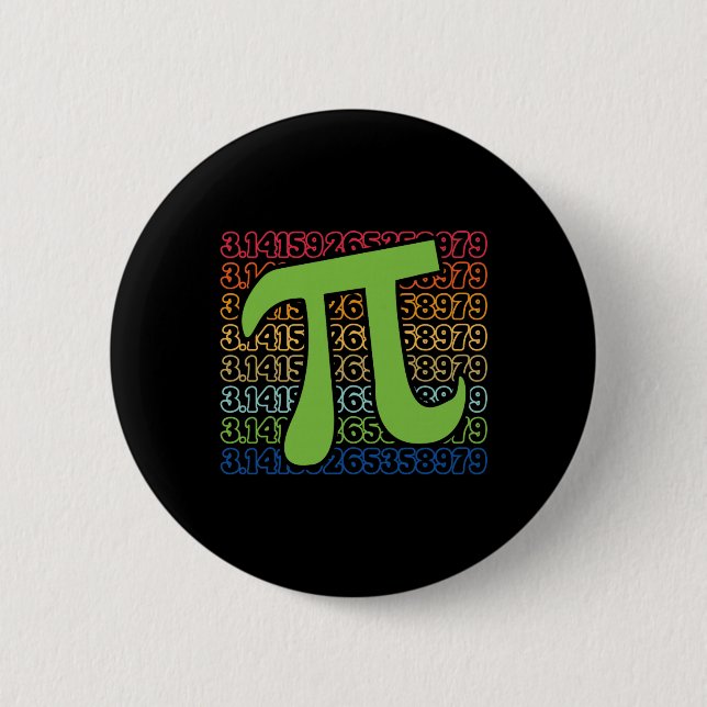 Funny Pi Day 3.14 Pi Symbol Spiral Number Math Lov Button (Front)