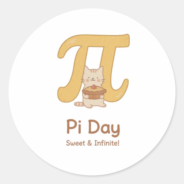 Funny Pi Day Animal with Pie – Math Lover Gift Classic Round Sticker (Front)