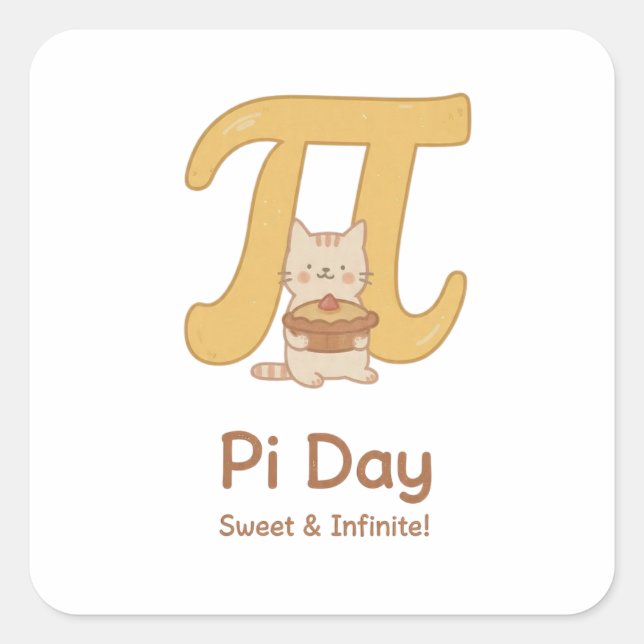 Funny Pi Day Animal with Pie – Math Lover Gift Square Sticker (Front)