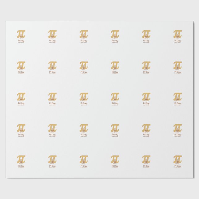 Funny Pi Day Animal with Pie – Math Lover Gift Wrapping Paper (Flat)