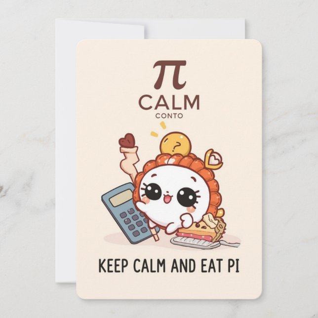 Funny Pi Day Cute Pie Cartoon Design Holiday Card (Front)