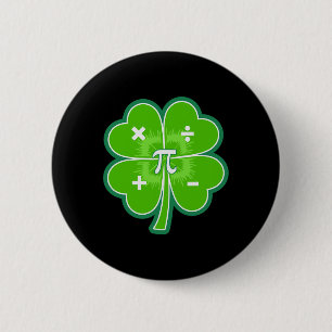 Funny Pi Day Math Patricks Day Luck Shamrock Green Button