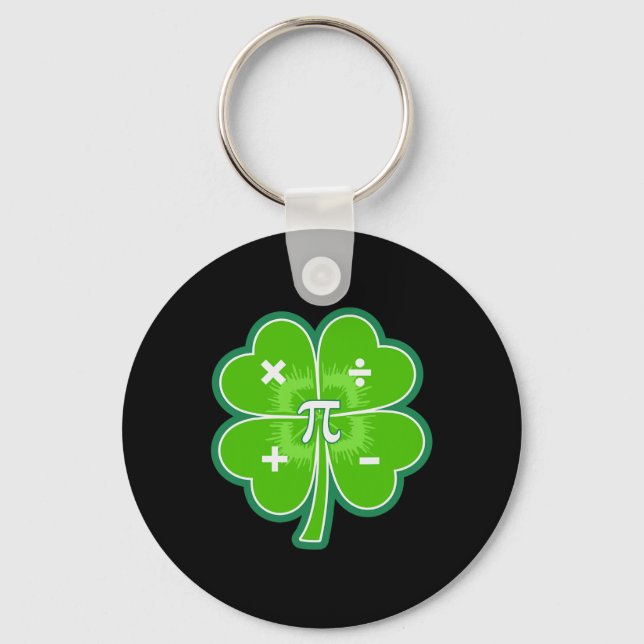 Funny Pi Day Math Patricks Day Luck Shamrock Green Keychain (Front)