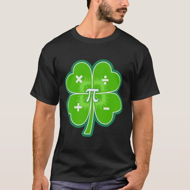 Funny Pi Day Math Patricks Day Luck Shamrock Green T-Shirt (Front)