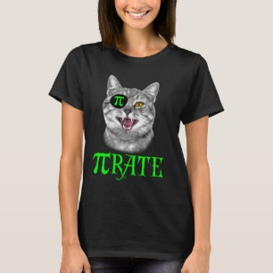 Funny Pi Day Math Science Cat Pirate Color T-Shirt